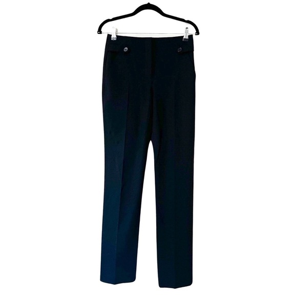 THEORY Jarrett Pants Wool Blend Stretch Black Tapered Leg Button Tab Waist Sz 2 - Picture 1 of 7